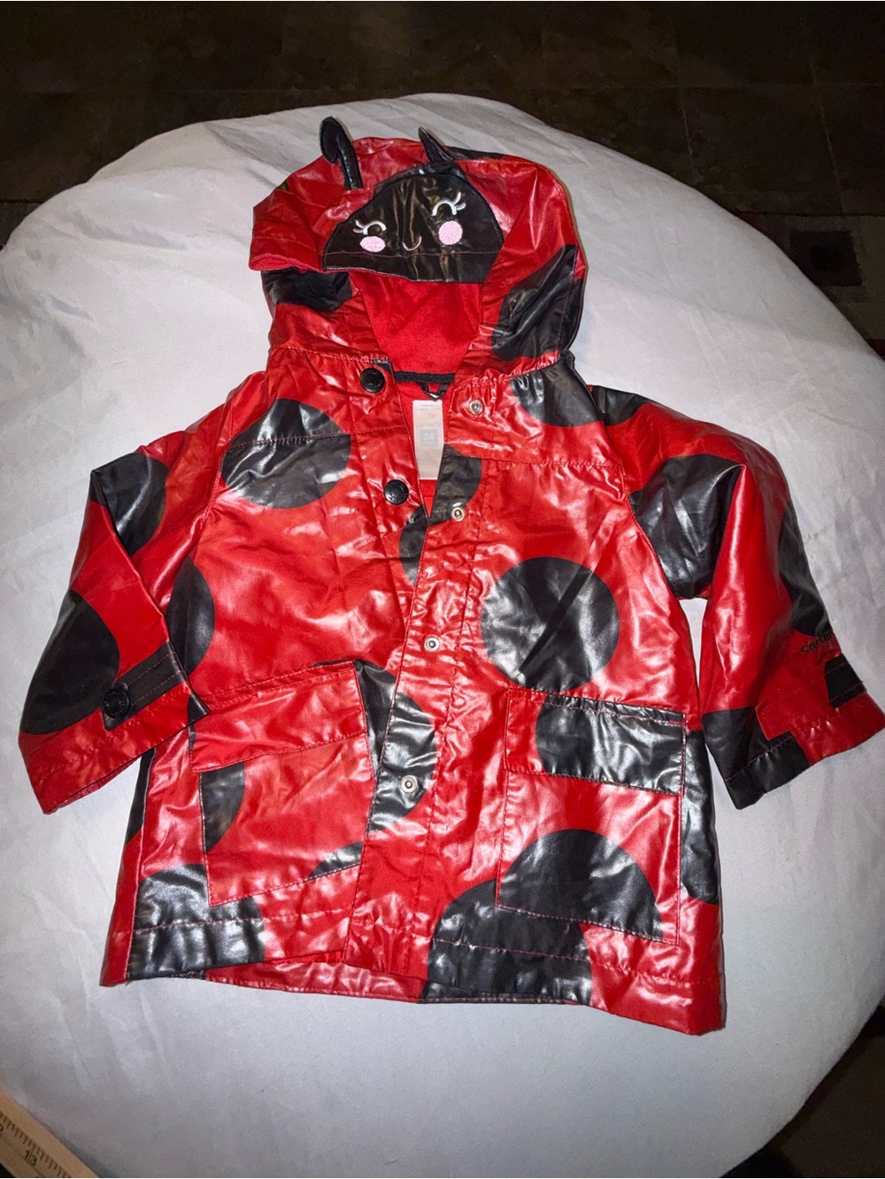 Kids Carter’s  Ladybug Hooded Raincoat - Red & Black- /24 months